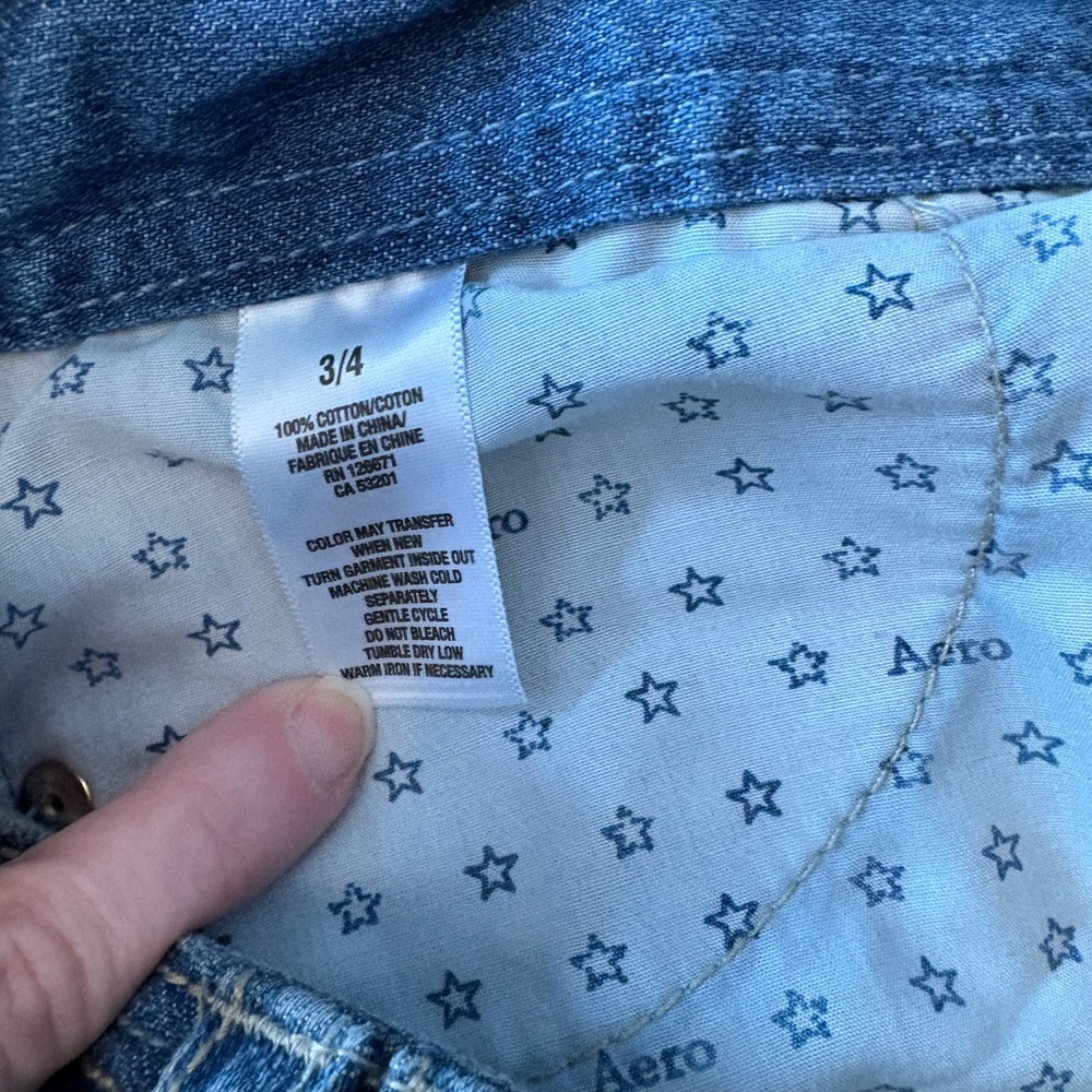 VINTAGE Aéropostale Y2K Distressed Denim mini skirt-size 4 - Picture 6 of 7